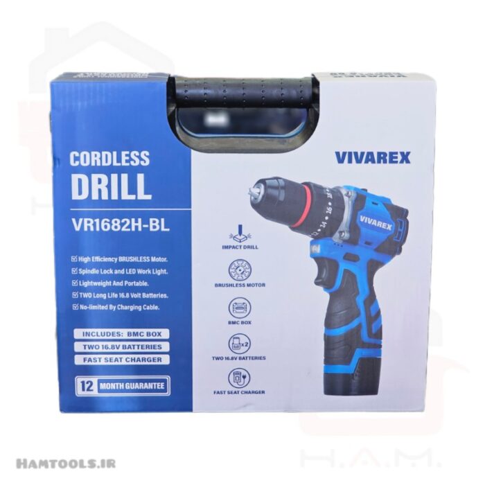 بسته بندی و جعبه دریل شارژی ویوارکس مدل VR1682H-BL