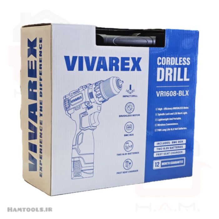 بسته بندی دریل شارژی ویوارکس مدل VR1608H-BLX